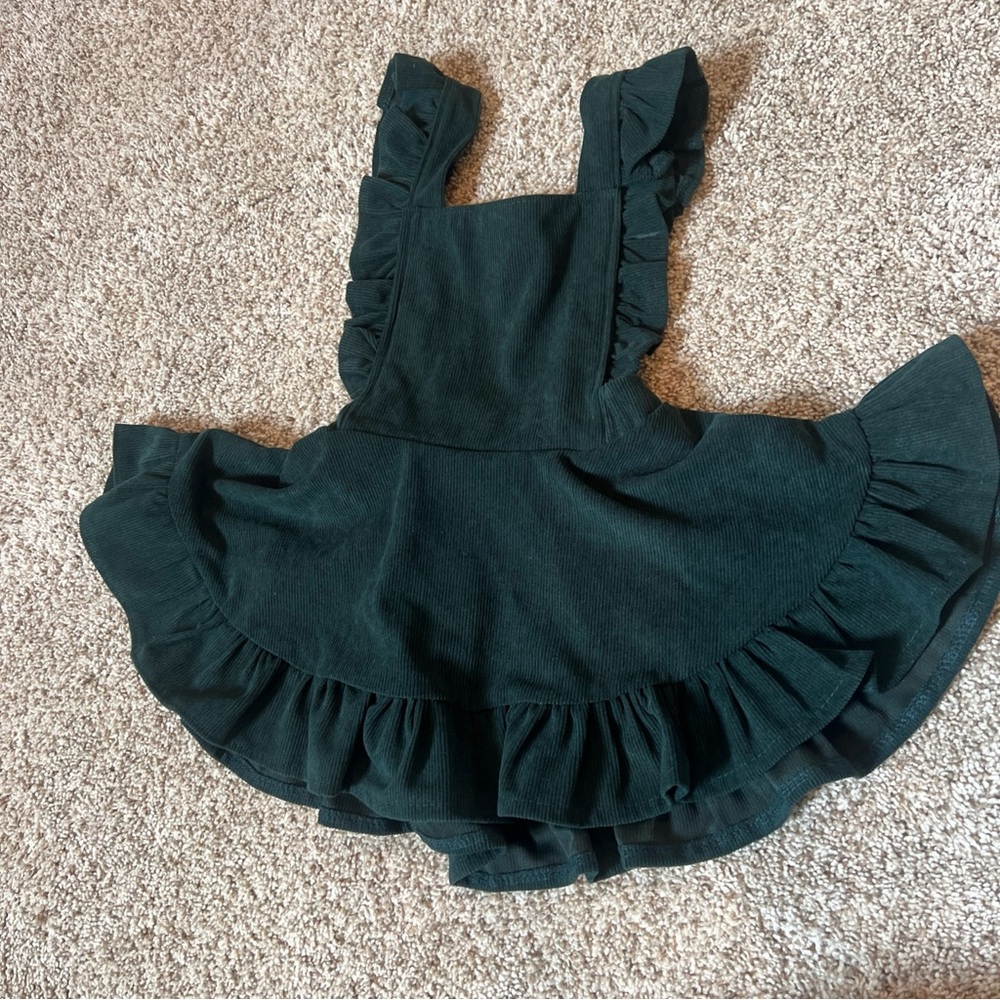 6-12 Mo Girls Pinafore Green Corduroy Jumper Dress